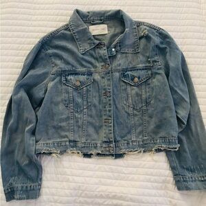 Women's Blue Distressed Denim Jacket size Large